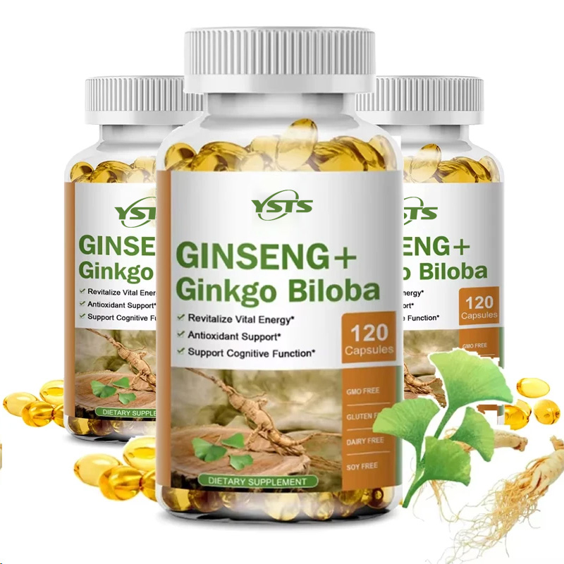 Ginkgo Biloba Extract - แคปซูลโสม + แปะก๊วย - พรีเมียม ปลอดจีเอ็มโอ/วีแกน