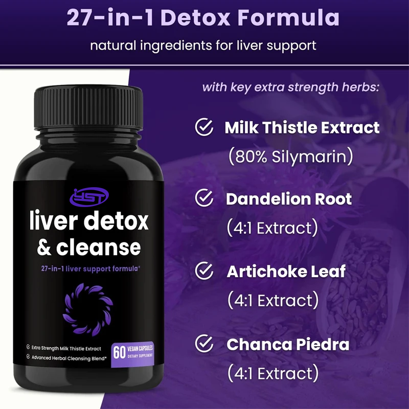 Milk Thistle Silymarin - สูตรทําความสะอาด ล้างสารพิษ และซ่อมแซมตับ | พืชสมุนไพรมากกว่า 20