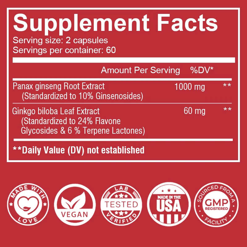 แคปซูลโสมแดงเกาหลี - สนับสนุนร - Ginkgo Biloba Extract บทวิจารณ์และราคา